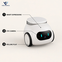 Robot interactif pour animaux de compagnie, adorable compagnon robot en forme de poire avec des yeux lumineux et une caméra, jouet roulant pour chats et chiens