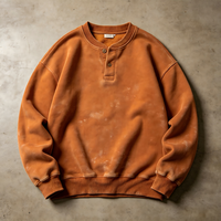 Supplier Grosir OEM Set Celana Kancing Vintage Sun Faded Kornit DTG Print Acid Wash Dirty Spray Streetwear Distressed Hot Sports