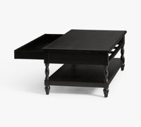 Table basse rectangulaire moderne et traditionnelle en bois massif noir, table à thé, mobilier de maison, cadre en acier facile à nettoyer