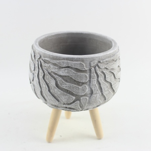 <span class=keywords><strong>Maceta</strong></span> de Cemento de Diseño Original Personalizado y Duradero al por Mayor con Base de Madera, Jarra de Vela Aromática Única en Venta - Product Image 5