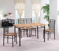 Ensemble de table à manger en bois moderne avec pieds en métal, 4 chaises, pour salle à manger ou restaurant, 1+4 DS-022