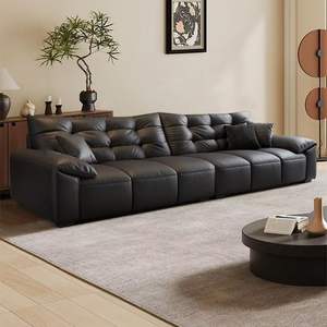 Black Bear Genuine Leather <b>Sofa</b> Straight Shape Tufted Modern Living Room Furniture Adult Elderly Home Use - Product Image 2