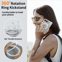 Étui magnétique transparent JOYPORODO C038 pour iPhone, support rotatif double, protection anti-chute 4 coins, coque de téléphone pliable antichoc