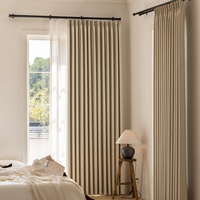 SA0367 Kain Gorden Blackout Beige Katun Linen Dua Sisi Gaya Natural untuk Ruang Tamu Rumah Modern Netral