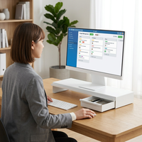 Support de moniteur ergonomique pour bureau, support d'ordinateur en métal avec tiroir de rangement pour ordinateur portable et moniteur