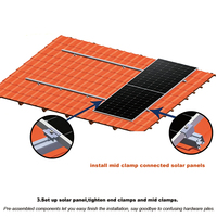 Kits de montage solaire à 2 modules, système de fixation complet avec rails en aluminium, serre-câbles et crochets pour toits en tuiles, ardoises et toits inclinés