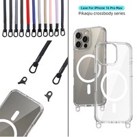 Coque de téléphone antichoc à double crochet magnétique avec chargement sans fil et finition givrée pour 16/17 Pro Max 15/14 Pro, style bandoulière