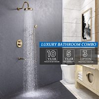 Système de douche en or brossé, ensemble de mélangeurs de douche pluie à montage mural