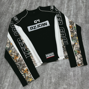 Heavyweight Streetwear Embroidery Tee <b>Shirt</b> <b>Patchwork</b> Oversized Boxy Custom t <b>Shirt</b> Premium Waffle Men's Long Sleeve T-<b>shirt</b> - Product Image 3
