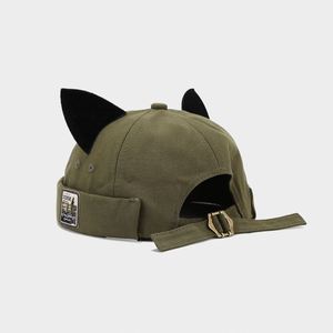 Béret d'été japonais pour femme, avec oreilles de chat mignonnes en fourrure, réglable, style coréen, bonnet dôme Yuppi, tendance pour les fêtes - Product Image 6