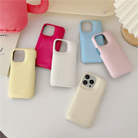 Casing HP Kulit Minimalis Korea INS Warna Solid Bentuk Sabun Anti Jatuh Pelindung Belakang Untuk IPhone 16 15 13 Pro Max 12