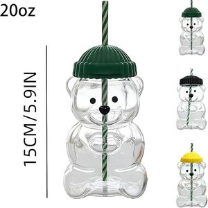 Dễ thương Gấu rơm cốc thủy tinh gấu cốc mật ong rơm cốc có nắp đậy và ống hút cốc dễ thương Gấu sippy ly - Product Image 3