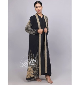 Robe Abaya Kaftan à manches longues, grande taille, vente en gros à Dubaï, robe islamique arabe, légère, faite à la main, robe de mariage traditionnelle musulmane - Product Image 5