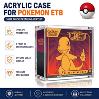Étui de présentation en acrylique ETB avec couvercle magnétique et protection UV pour rangement de boîtes de boosters de jeux de cartes à collectionner UPC SPC