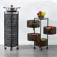 Support de rangement de cuisine rotatif rond 3/4/5 couches, rangement de légumes, fruits et légumes, rangement de chariot de cuisine pliable