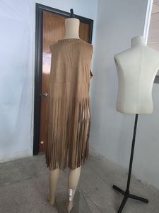 Femmes ouvert devant glands 70s Hippie été <span class=keywords><strong>Costume</strong></span> frange gilet <span class=keywords><strong>Cowgirl</strong></span> Faux daim mascarade Costumes en Col Dker - Product Image 5