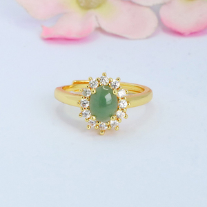 Anelli Regolabili in Giada Naturale Birmana Juanyu, Anello in Giadeite Blu per Donne, Placcato Argento/<span class=keywords><strong>Oro</strong></span>, Anelli in Giada Naturale del Myanmar - Product Image 5