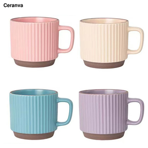 Venta caliente Taza de <span class=keywords><strong>cerámica</strong></span> personalizada <span class=keywords><strong>Gres</strong></span> apilable con lindo fondo de arcilla en relieve para leche Café Latte Stock y regalos - Product Image 6