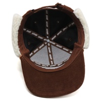Casquette Snapback 7 Panneaux en Corduroy avec Logo Brodé 3D Personnalisé, Rabats d'Oreilles Hiver, Style Hip Hop Sportif d'Extérieur, Vente en Gros