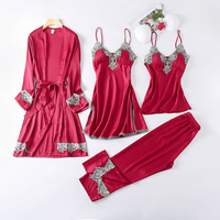 Nouveaux produits de détail chauds quatre pièces ensembles femmes été Homewear Robe de mariée peignoir en soie