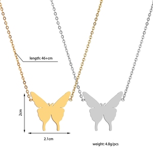 Collier avec pendentif papillon en acier inoxydable plaqué or 18 carats, chaîne à maillons tendance, gravure au laser personnalisée, pour anniversaire - Product Image 4