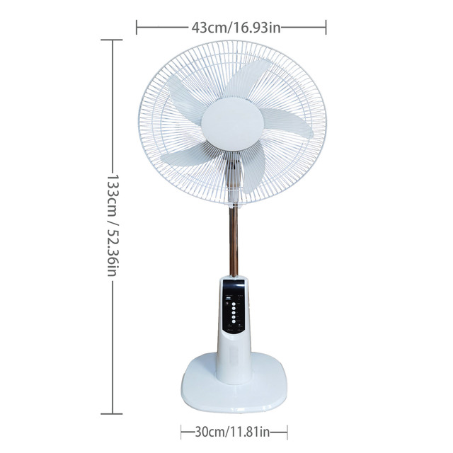 16 Inch Rechargeable Solar Floor Fan 9 Speeds Remote Control 4000mAh Battery Fan Brushed DC Motor Fan for Outdoor Home Use