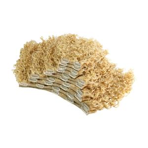 VMAE Capelli Ricci Afro 613 <span class=keywords><strong>Biondo</strong></span> <span class=keywords><strong>Chiaro</strong></span> Europeo, 100g di Capelli Umani Vergini, Facile Installazione, Aspetto <span class=keywords><strong>Naturale</strong></span>, Clip-in Classici - Product Image 6