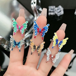 Anillos de Mariposa Coloridos con Degradado de Color de Moda para Mujer, Anillo de Dedo Abierto de Tendencia, Regalos de Joyería - Product Image 2