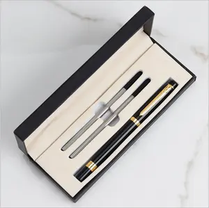 Großhandel Promotion Schwarz gedruckt Luxus Business Geschenk Zeichen Stifte Metall Kugelschreiber Set mit benutzer definierten Logo und Box