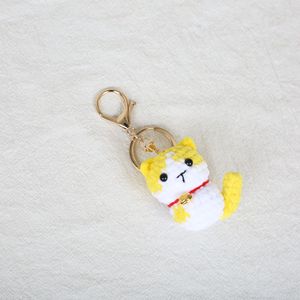 Porte-clés chaton au crochet fait main, avec petite décoration, pendentif poupée en fil doux tricoté, breloque amigurumi animal, ornement de <span class=keywords><strong>sac</strong></span>, cadeau - Product Image 6
