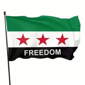 Entrega Rápida en 48h, Producto Promocional, Bandera de la Revolución Siria de 3x5 Pies, 100% Poliéster, Ojales de Latón, Asta de Aluminio, Impermeable - Product Image 3