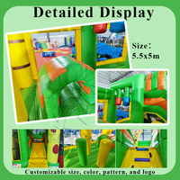Château gonflable commercial en PVC de grande taille, thème animaux de la savane, pour adultes et enfants, avec toboggan