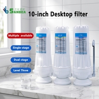 Système de filtration d'eau de comptoir 10 pouces, filtre à eau de robinet de cuisine à un, deux ou trois étages avec filtre en charbon actif et filtre PP