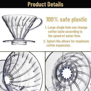 แก้วกรอง<span class=keywords><strong>กาแฟ</strong></span>แบบรูเดียวขนาดใหญ่ทรงกรวยสำหรับชงกาแฟบาริสต้า - Product Image 2