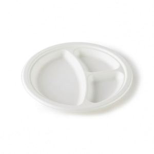 Barquettes alimentaires jetables compostables en bagasse de canne à sucre, plateaux à viande biodégradables, assiettes blanches 9''/10''/12'' avec logo personnalisé - Product Image 4