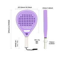 Raquette de padel PATSSPORT série Macaron, haute qualité, entièrement en fibre de carbone avec finition mate et noyau souple en EVA, forme ronde