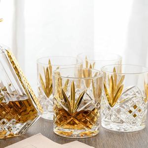 NOVARE - Elegante Vaso <span class=keywords><strong>de</strong></span> Whisky Doble con Diseño <span class=keywords><strong>de</strong></span> Banda Dorada, Moderno, <span class=keywords><strong>de</strong></span> Cristal, 310 ml, para Fiestas - Product Image 5