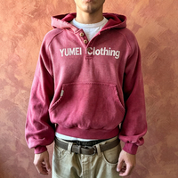 Sweat à capuche court en coton gaufré 100% avec manches raglan longues, effet vieilli, logo DTG personnalisé, et délavage acide
