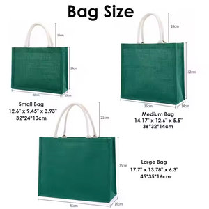 Sac fourre-tout de plage pratique en jute à la mode personnalisé lettre verte toile de jute cadeau - Product Image 3