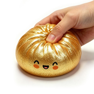 Dumpling Squishy Toy TPR Stress <b>Ball</b> Gold <b>Glitter</b> Filled Squeeze Toy Sensory Toy for Kids Adults - Product Image 4