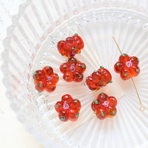 Ins Glass Flor dibujada a mano Agujero recto Cuenta suelta DIY Joyería hecha a mano Pulsera Collar Accesorios de cuentas Material - Product Image 6