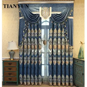 <span class=keywords><strong>Rideaux</strong></span> occultants européens brodés de style luxueux en chenille polyester isolant, personnalisables, <span class=keywords><strong>pour</strong></span> chambre et salon, vente directe - Product Image 1