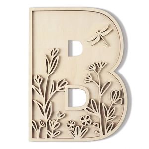 Venta Directa de Fábrica, Letras Decorativas de Madera de 12 Pulgadas para Pared, Diseño Floral en Capas 3D, Alfabeto con Efecto Graffiti - Product Image 2