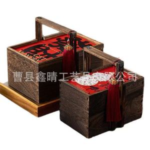 Caja de regalo navideña de madera, rectangular, cubierta, para regalos de Año Nuevo, frutos secos, aperitivos, Heze 98410 - Product Image 4