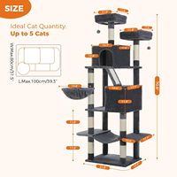 Arbre à chat moderne de luxe écologique gris foncé de 70,8 po de hauteur, 4 niveaux, en bois, papier, sisal et fausse fourrure, avec 8 poteaux à gratter et 2 plateformes supérieures