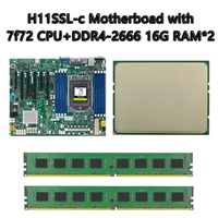 Carte mère de serveur H11SSL-C, socket SP3, 180W TDP, reconditionnée, double processeur EPYC 7F72, 2 DDR4 16 Go 2666 MHz RAM, USB 2.0 REV2.0, 3xPCI-E