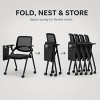 Chaise de formation moderne pliable en maille avec tablette d'écriture et siège rembourré pour salle de conférence, salle de classe, bureau - Vente en gros usine