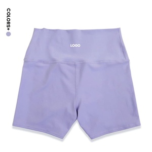 Short de sport taille moyenne extensible pour femmes Squat-Proof Yoga entraînements intenses motif solide Leggings simples à la mode - Product Image 1