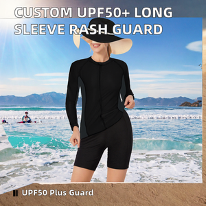Traje de Baño de Manga Larga con Protección Solar UPF50+ para Mujer, Cuello Redondo con Cierre Frontal, para Surf - Product Image 2