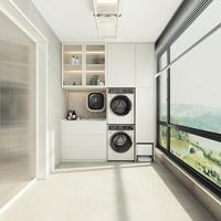Meuble de balcon sur mesure avec bac à laver intégré, grande capacité de rangement, mobilier personnalisé pour buanderie de cour de maison jumelée